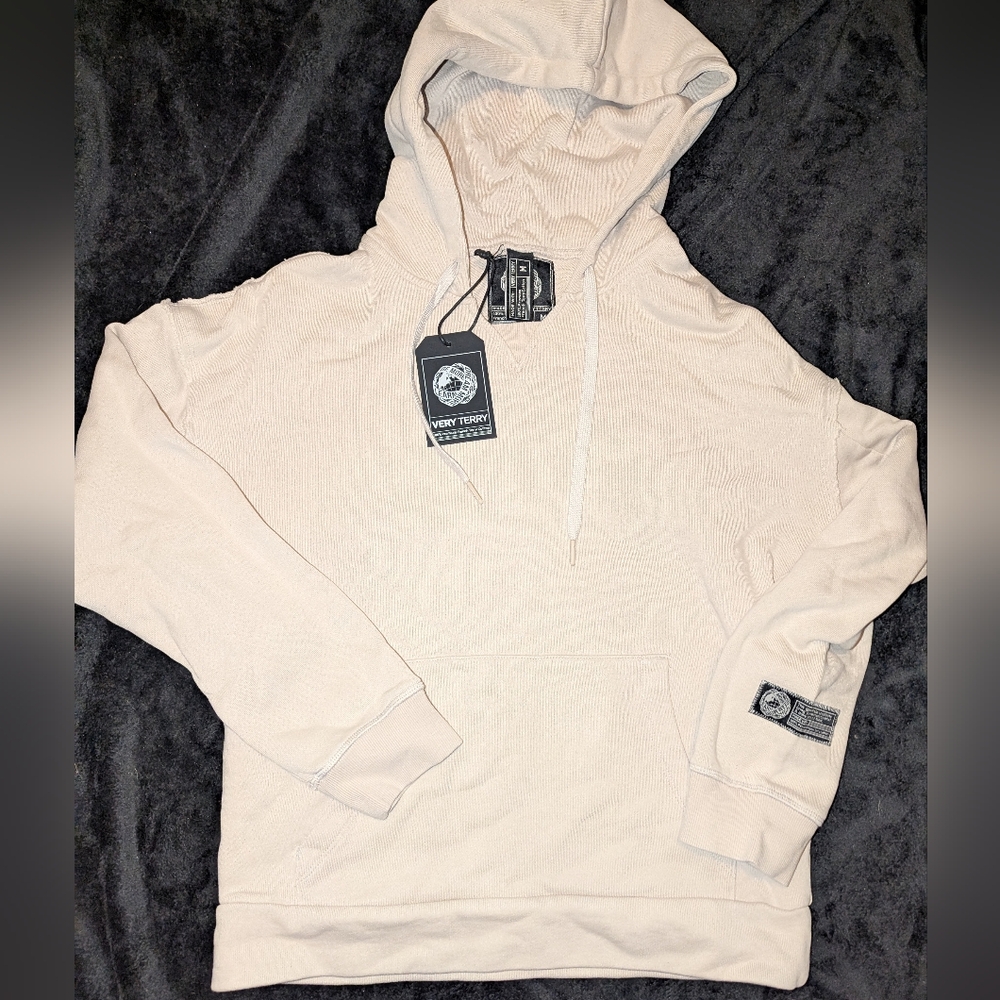 NWT Very Terry Oatmeal Colored Hoodie Sz M - Picture 3 of 5